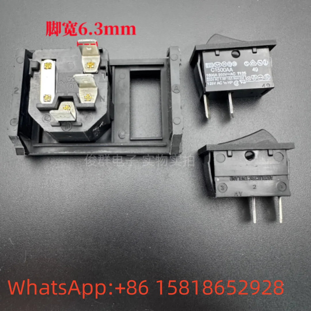 5pcs BULGIN cassette-style three-in-one triple socket with fuse holder and imported rocker KCD3 16A switch