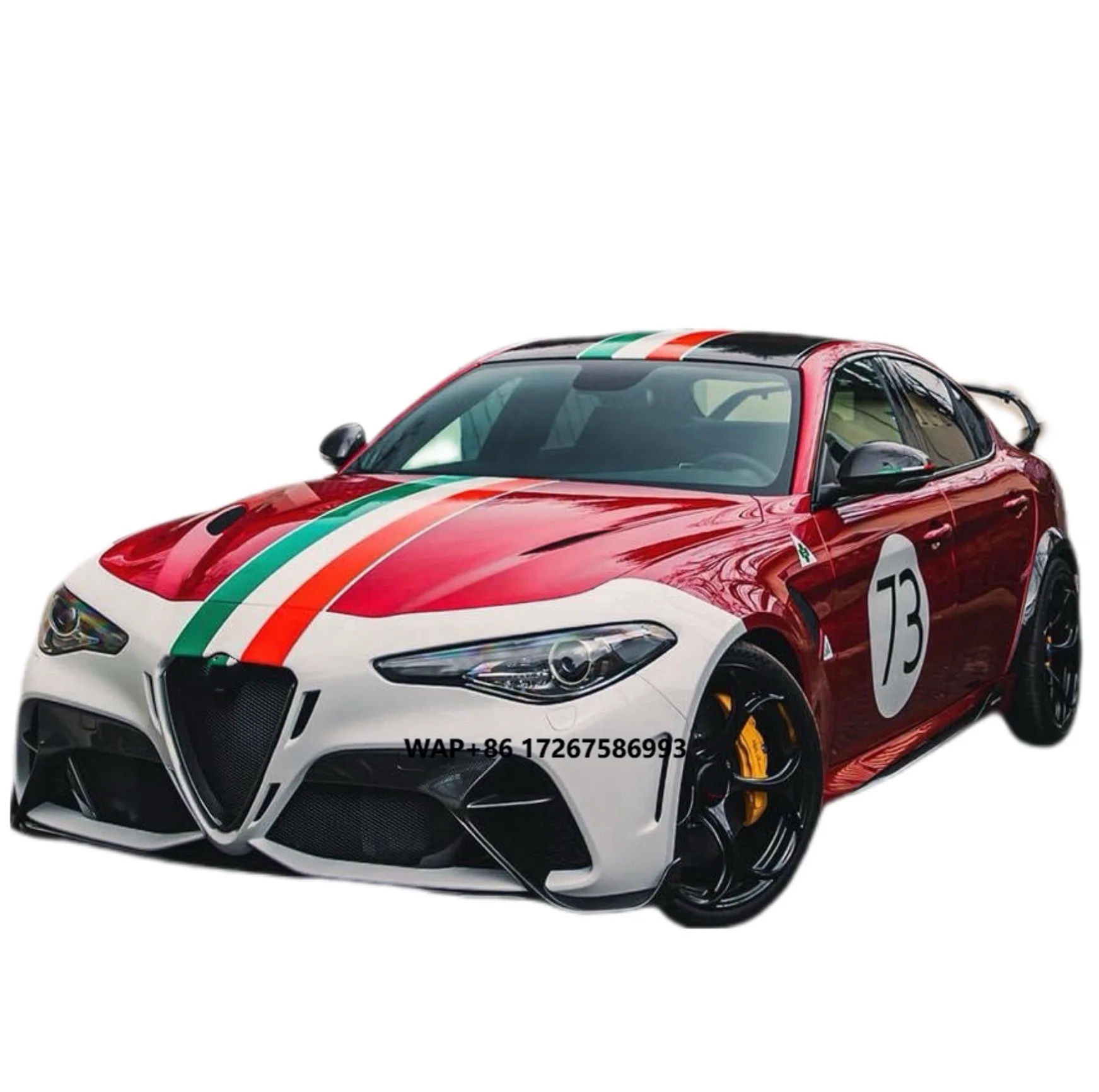 Gtam Style Body Kit for Giulia Front and Rear Bumper Side Skirt Spoiler Hood Fender Wide Body Kit
