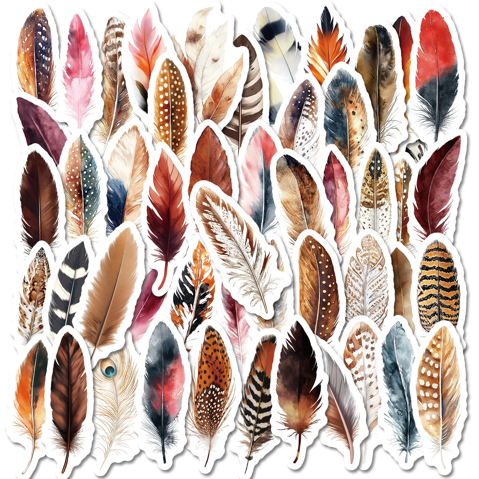 50PCS 꿈꾸는 깃털 낙서 스티커 장식 기타 노트북 수하물 DIY 방수 스티커