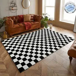 Black and White Checkered Rug Moroccan Checkerboard Carpet Home Living Room Bedroom Decor Area Rugs Soft Plaid Grid Floor Mat