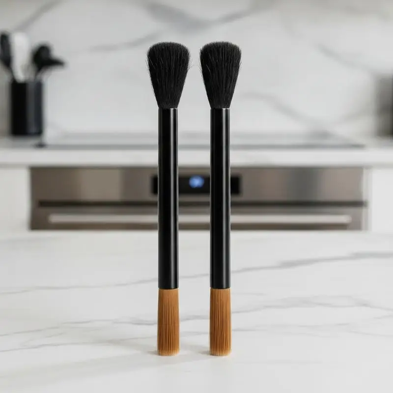 Double Head Soft Bristle Coffee Cleaning Brush Lightweight for Coffee Grinder Semi Auto Machine Travel Portable Barista Tool
