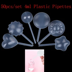 50pcs 4ml Transparent New Soft And Non-toxic Heart Shaped Transfer Oils Pipettes Plastic Squeeze Eye Dropper