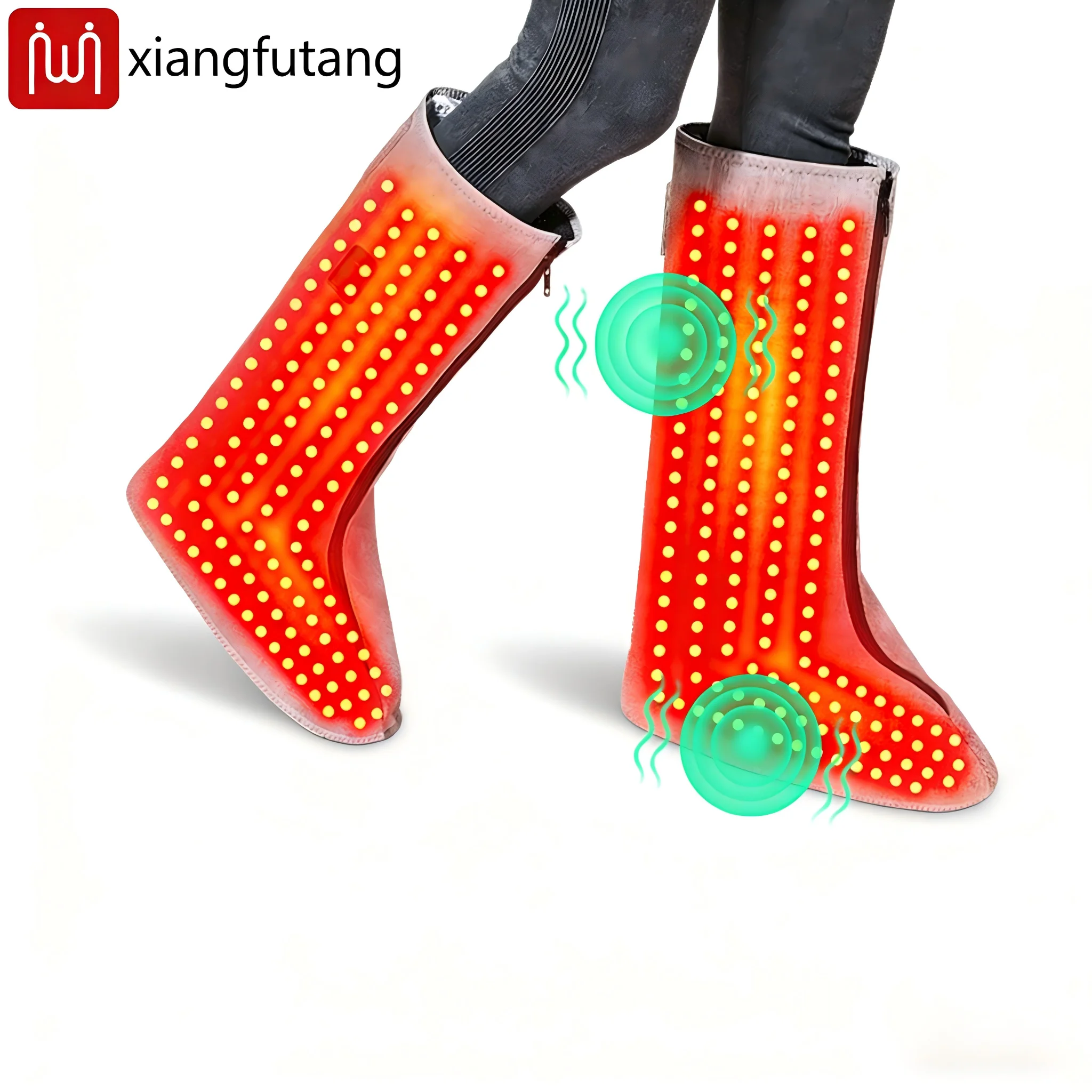 

Red Light Warm Foot Boots/Indoor Shoes -Vibrating Massager Heating Therapy Relieves Fatigue Discomfort 3-Level Timer Family Use