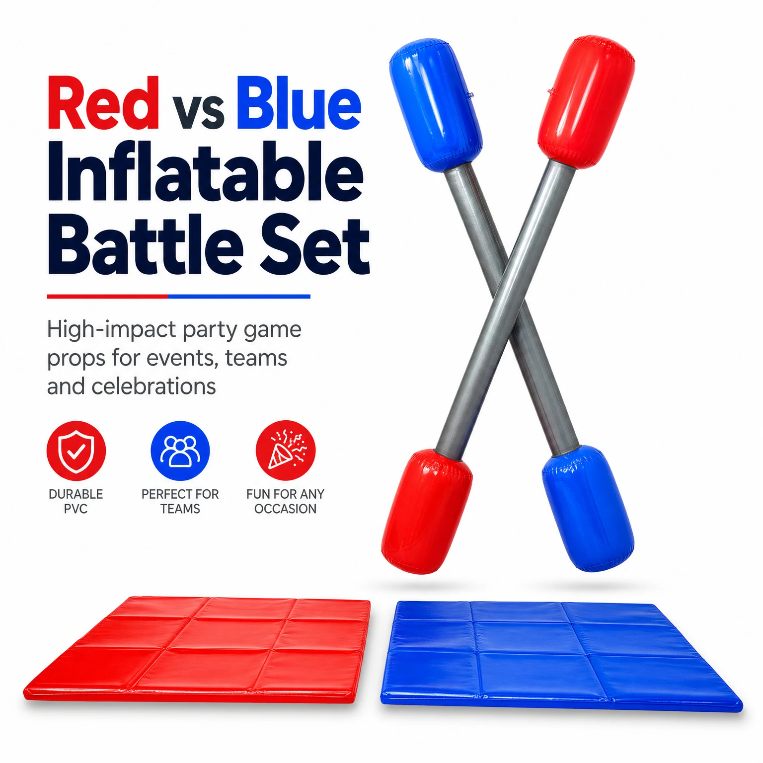 Bastones inflables rojos y azules, par de bastones de animación Bam Bam, generadores de ruido para deportes, conciertos, fiestas y equipos.