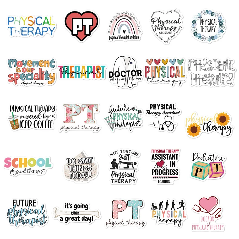 

50PCS Physical Therapy Phrase Stickers DIY Cartoon Waterproof Graffiti for Skateboard Phone Guitar Laptop Life Quotes Decal