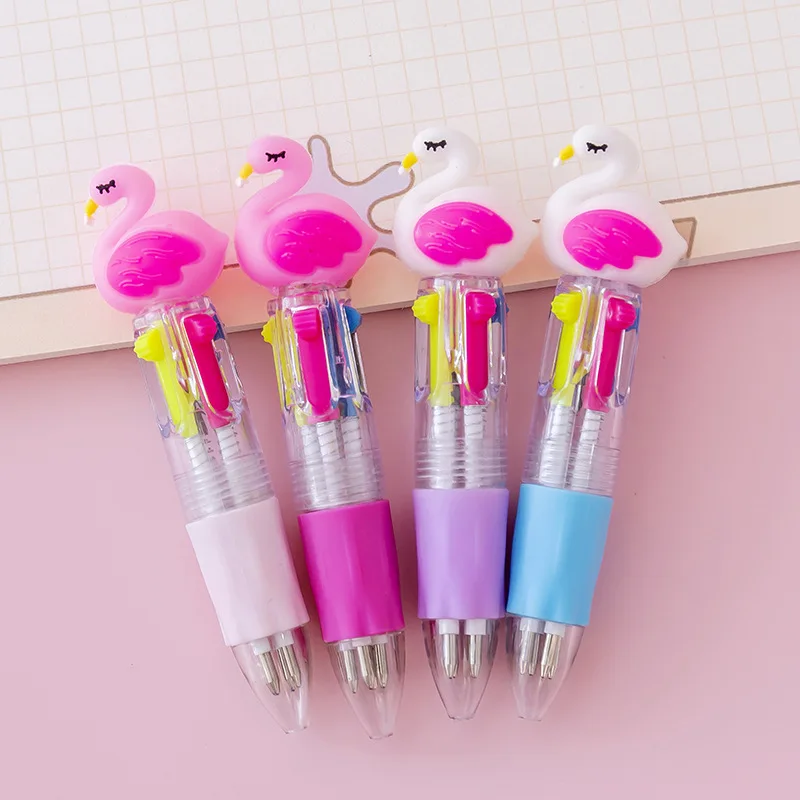 11pcs Mini Cartoon 4 Colors Ballpoint Pen Multicolor Ballpoint Pens School Office Student Supply Children Gift Stationery