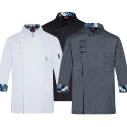 Chaqueta de uniforme de Chef para hombre y mujer, manga 3/4, abrigo de cocinero, camisa de camarero