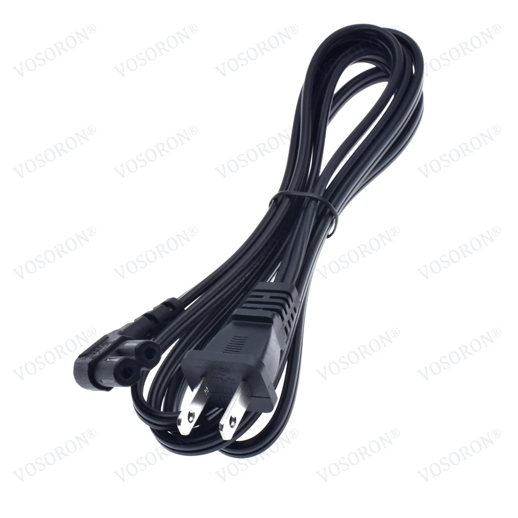 سلك طاقة بزاوية قائمة NEMA 1-15P إلى IEC320 C7 للتلفزيون/PS، كابل خط طاقة بزاوية 2 شقوق، SPT-2x18AWG، 1.8 متر (6FT)