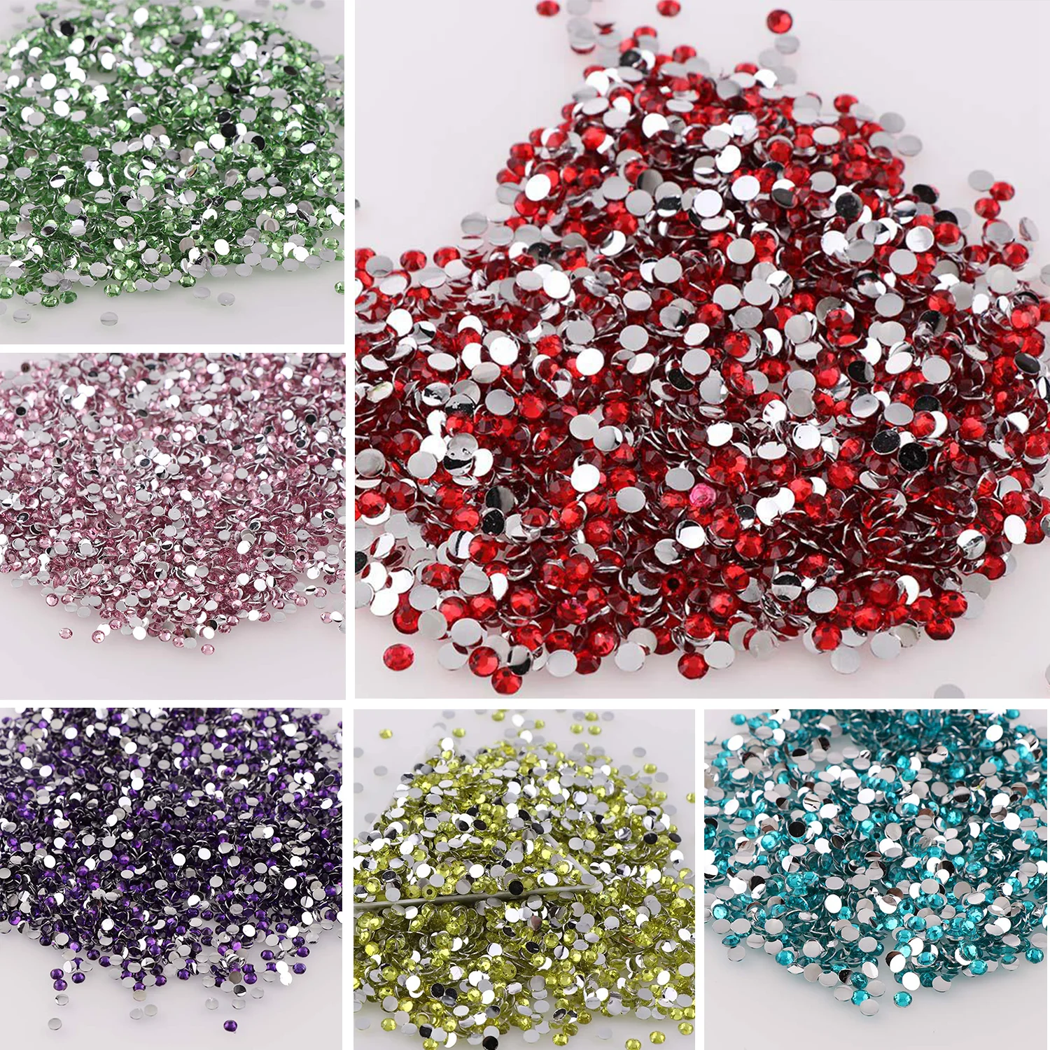 1000 Stück Nicht-Heißfixierbare Strass-Steine 2/3/4mm Runde Harz-Flachsteine Kristall-Strass DIY Nagelkunst Schmuck Kleidungsdekoration Zum Aufkleben