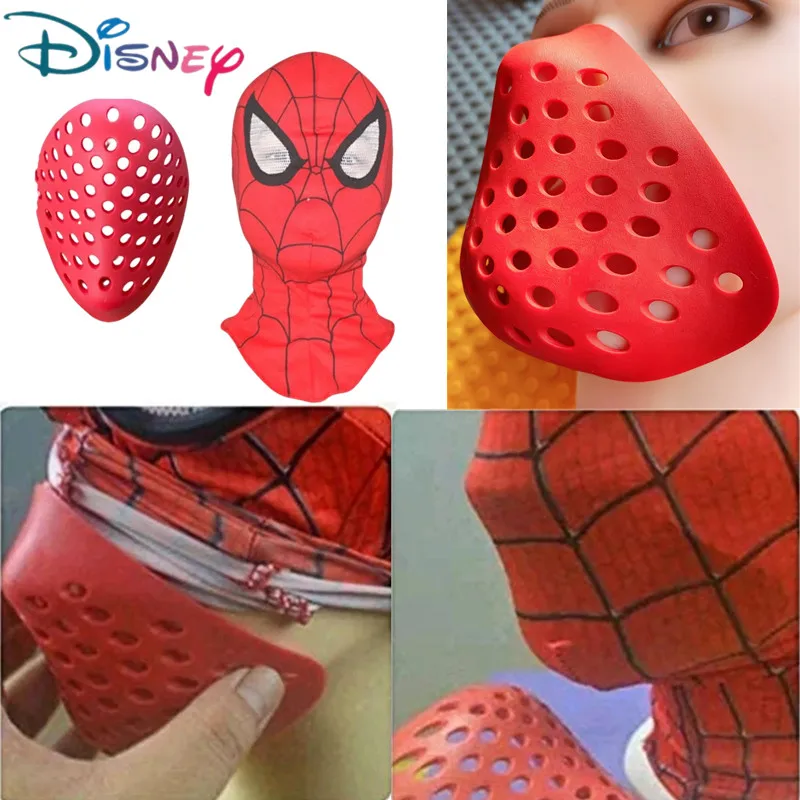 Disney Spiderman Faceshell Spiderman Mini Mask Cosplay Props Silica Black/Red Halloween Half Face Shell Cover Mouth Mas