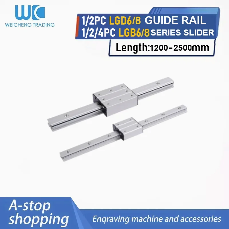 LGD6 LGD8 Mini Linear Guide Rail Kit LGB6-100-4 LGB6-100L-6 LGB8-70L-4 Slider Block 1200-2550MM CNC Linear Motion Accessories
