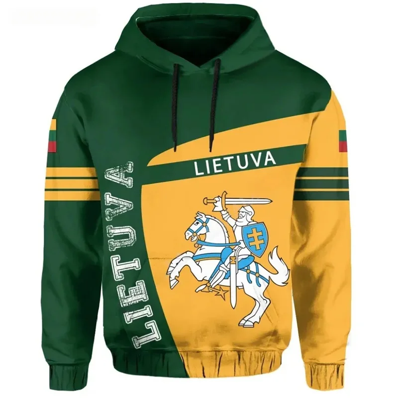 

Lithuania Flag 3D Print National Emblem Hoodie Men Long Sleeve Pullover Sweatshirt Hooded Tracksuits Outwear Coat Male Clothes