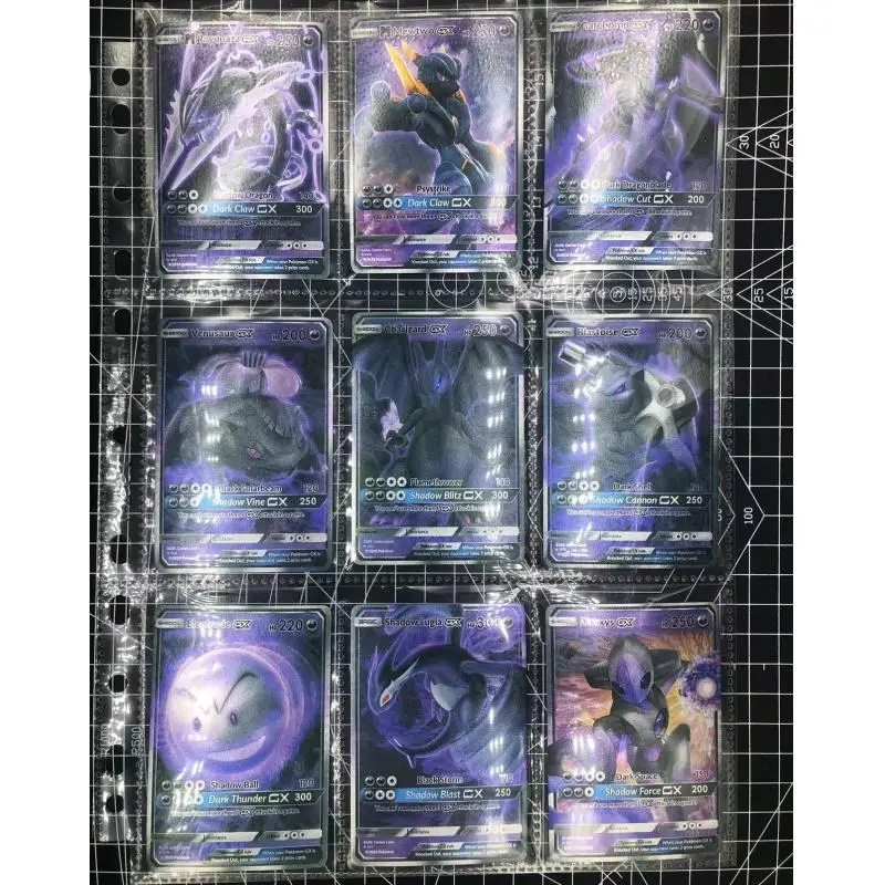 Fiszka Charizard Mewtwo Greninja Diablo Series Ptcg 9-kusowy gruboziarnisty migotanie Figurki do zabawy Anime Kolekcja gier Prezenty