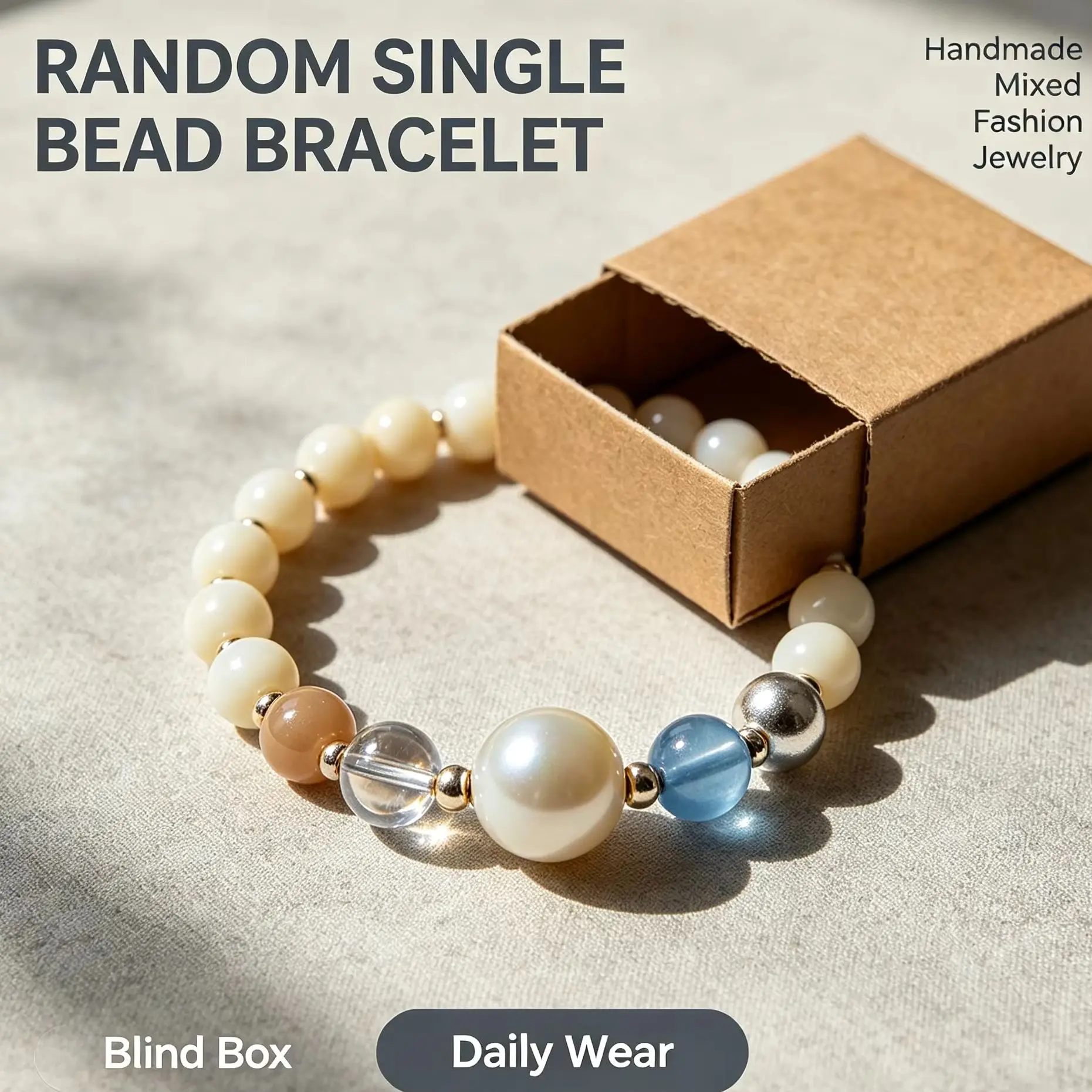 Random Single Bead Bracelet Blind Box Handmade Mixed Fashion Jewelry for Women Daily Outfit