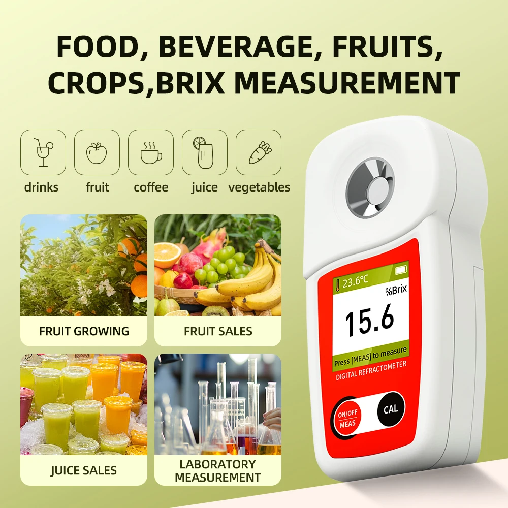 NOHAWK LCD Sugar Meter Refractometer Brix Meter Sugar Content Measuring Instrument Fruit Juice Beverage Honey Vegetables