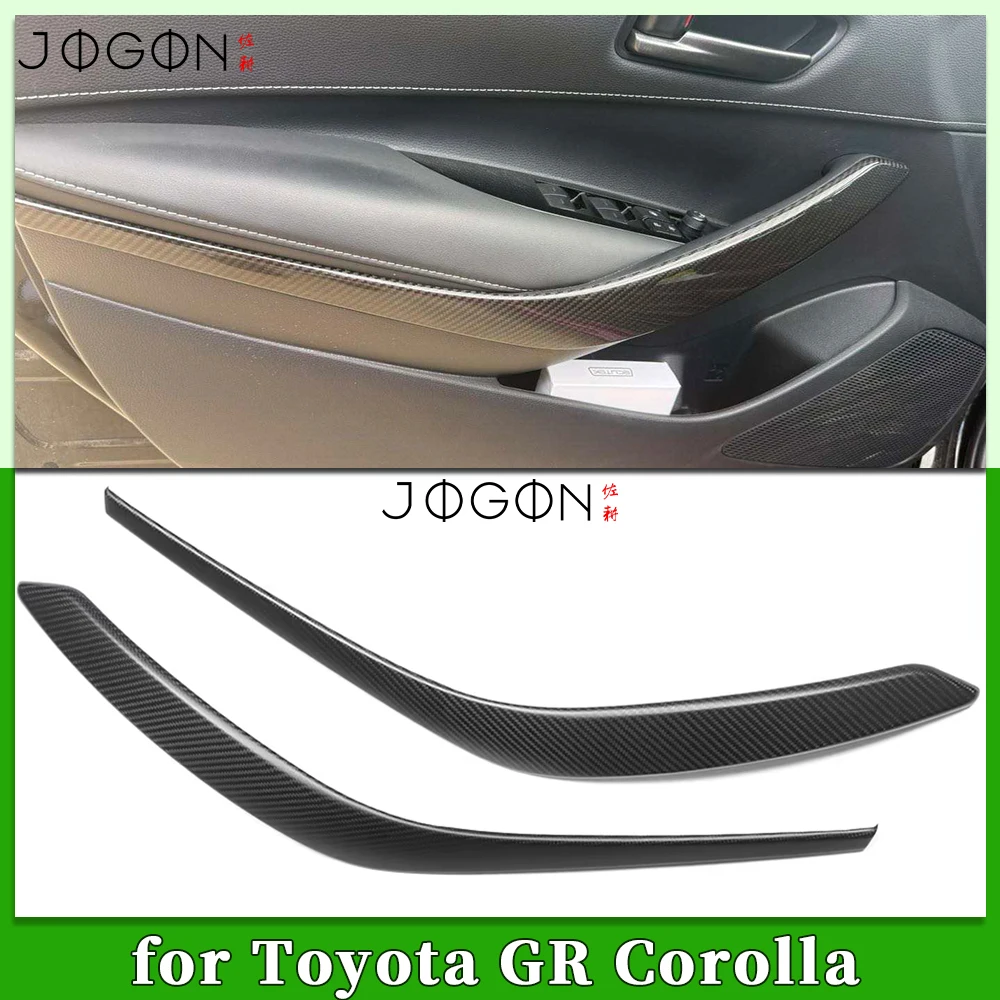 2Pcs Carbon Fiber Car Interior Front Door Armrest Panel Cover Sticker Trim Accessories For Toyota GR Corolla 2023 2024 2025 2026