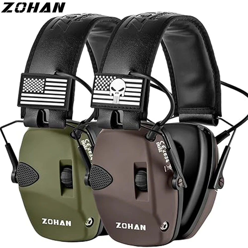 ZOHAN Electronic Shooting Ear Protection Active Protecter Noise Reduction Earmuffs for Hunting Headset Headphones skull Sound