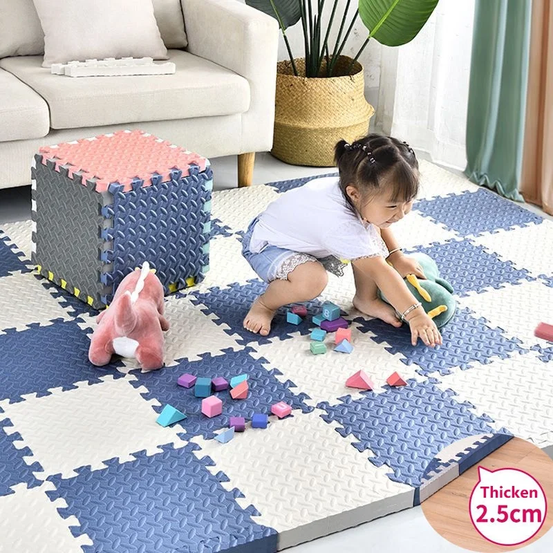 Thickened Mosaic Foam Floor Mat Household Baby Play Mat Crawling Mat Bedroom Playmat Floor 30x30x2.5cm（9pcs）