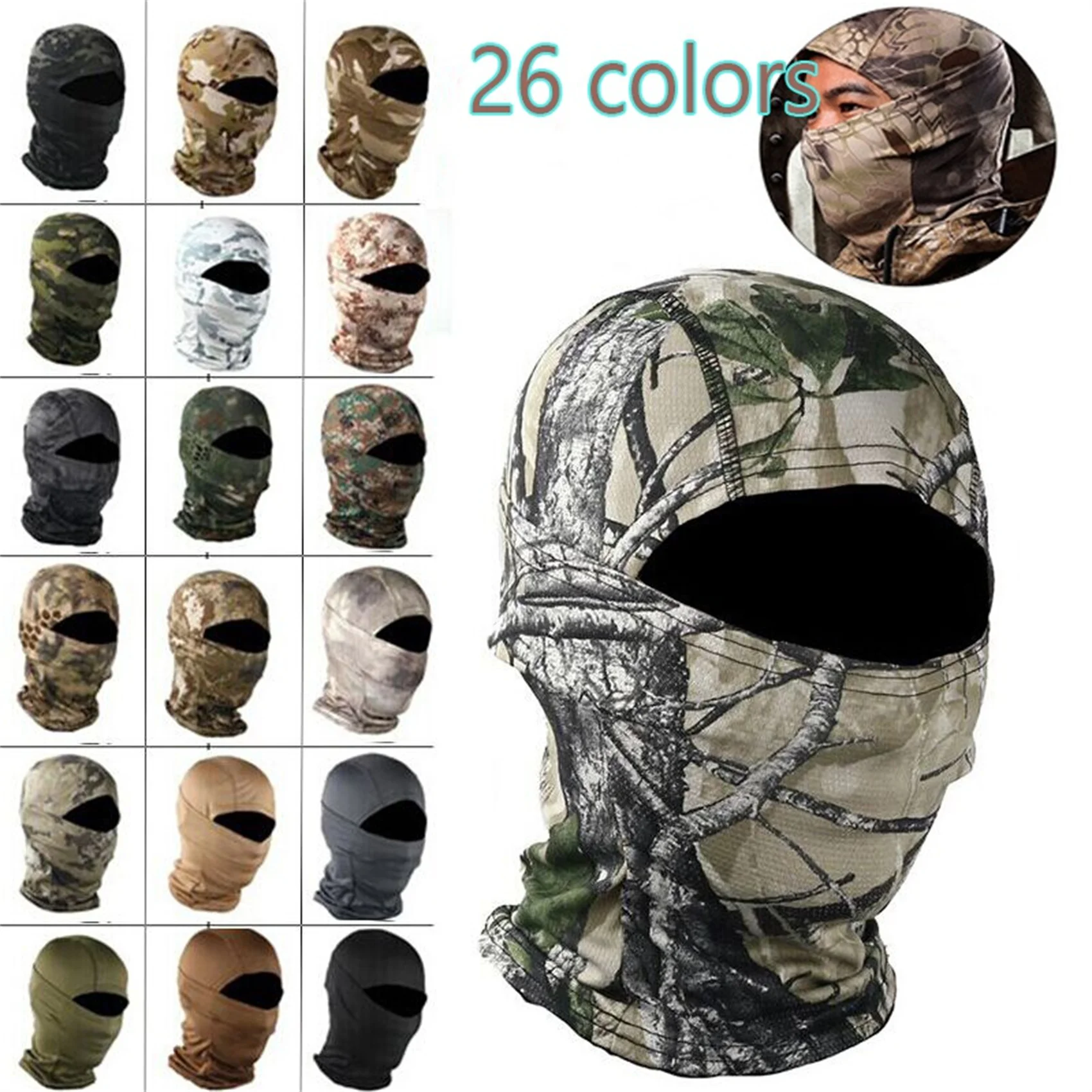 26 Colors Military Balaclava Outdoor Thin/Fleece Cycling Snowboard Hood Protection Army Tactical Camo Hats Head Face Cover