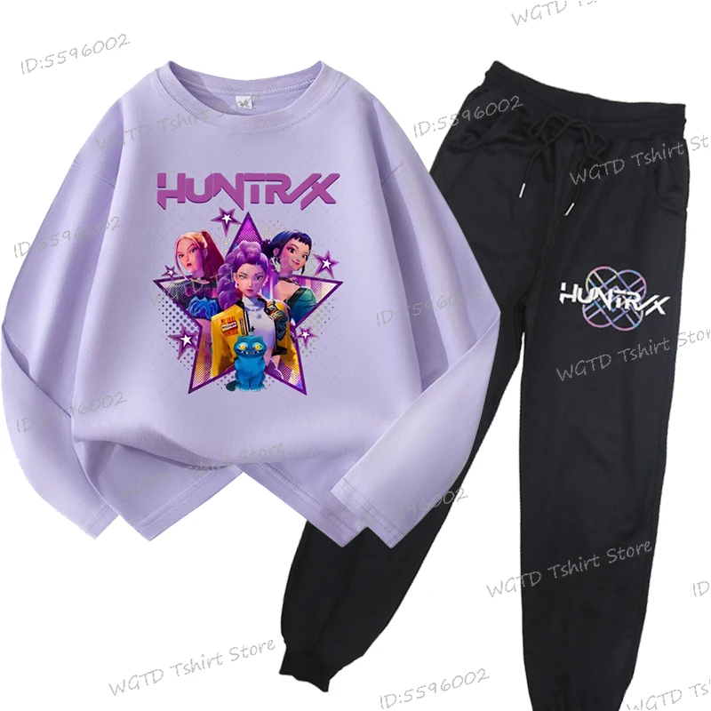 

Girl Kpop Demon Hunters Movie Fan Gift Tee Shirt Kids Long Sleeve T-shirt or Pants Set 2025 Hot Movie Soft Cotton Girls Tees