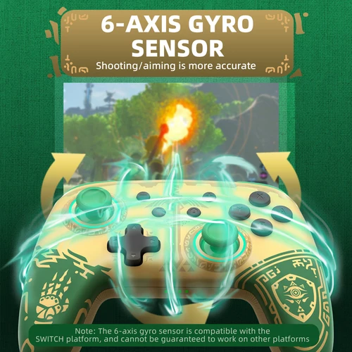 Imagen 2 del producto IINE Golden-Green Wireless Wake Up NFC Controller Compatible con Nintendo Switch/OLED
