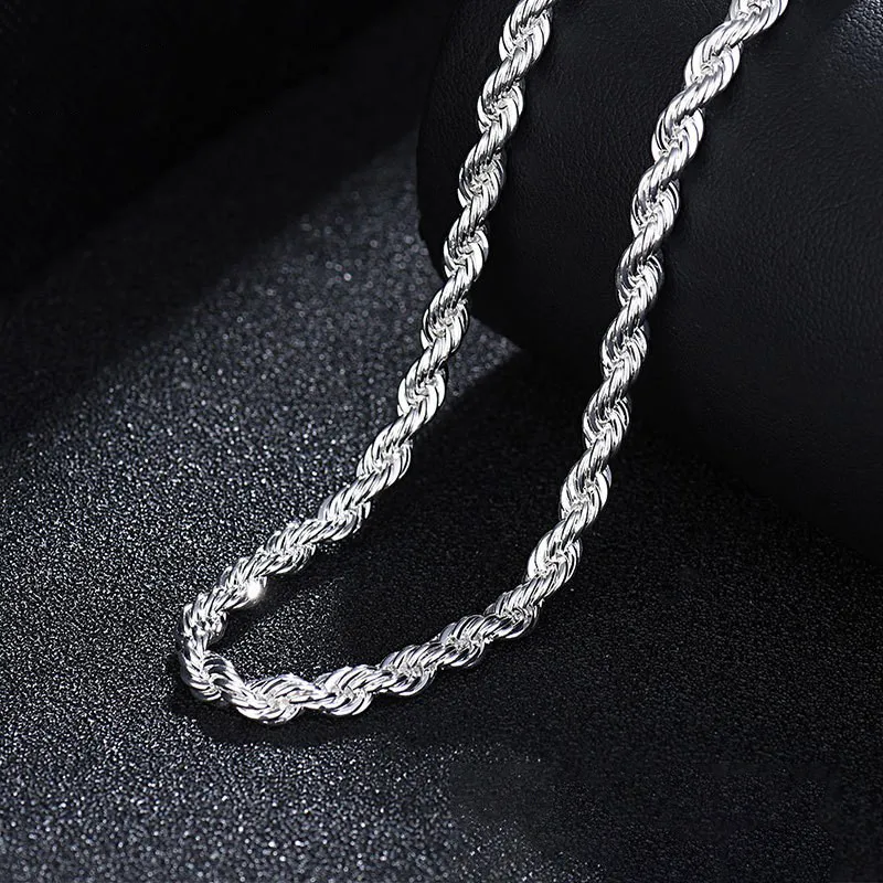 سلسلة من الحبال الدقيقة للنساء والرجال ، فضة إسترليني ، سحر ساخن ، مجوهرات كلاسيكية ، حفل زفاف ، هدايا الأعياد ، 4.