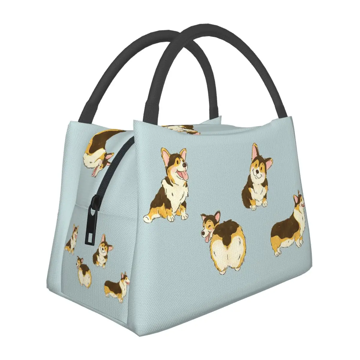 Tri Color Corgi Dog Insulated Lunch Bag for School Picnic Storage Food Boxes Portable Container Cooler Thermal Lunch Box Tote