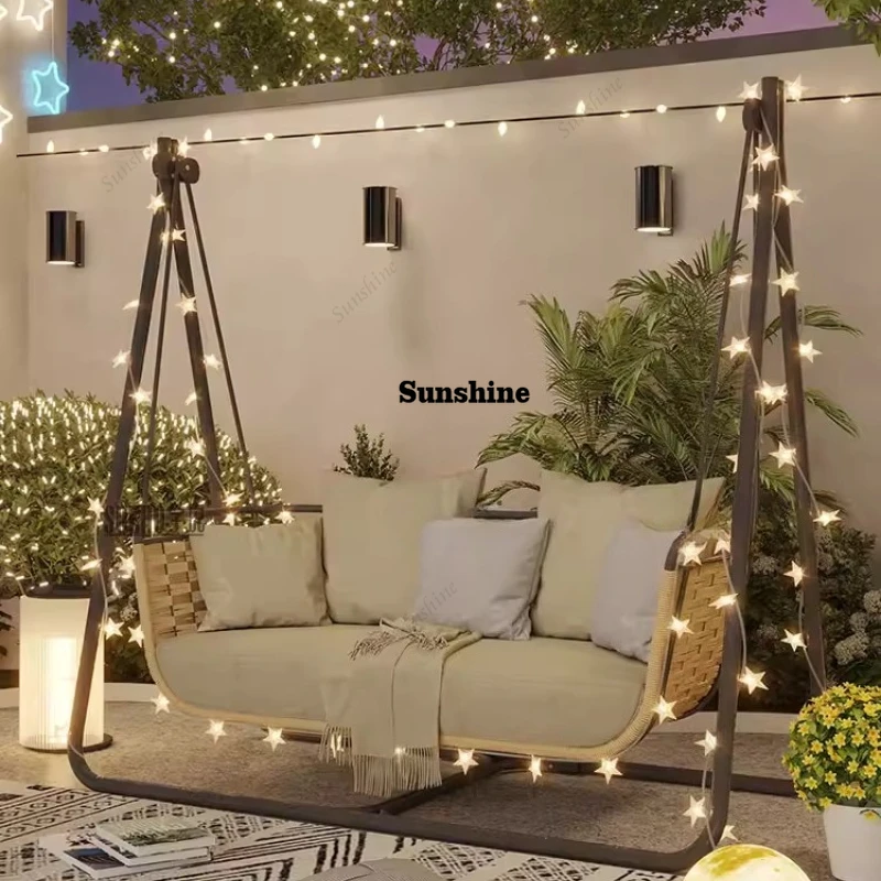 

Outdoor courtyard swing bed and breakfast garden, hanging chair single double weaving