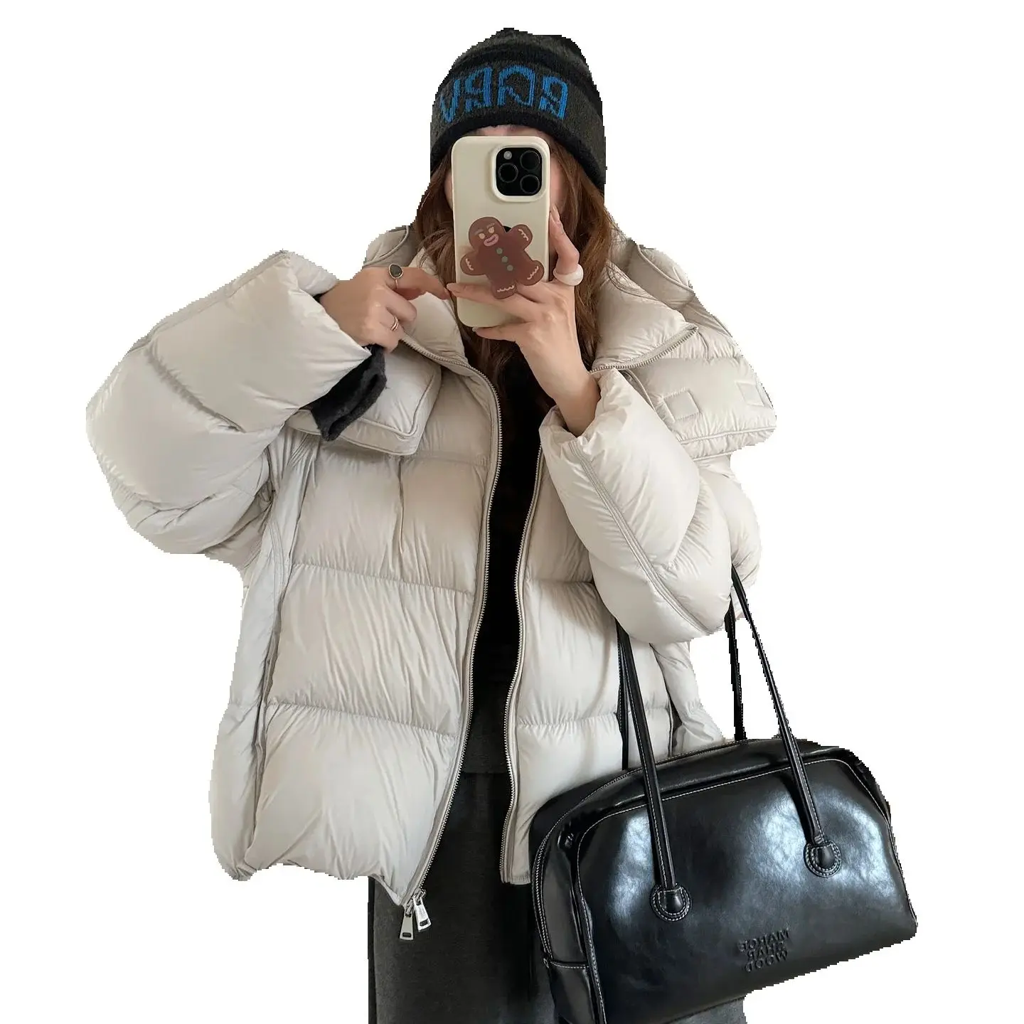 

Snow Country Letter 95 White Goose Down 2025 Winter Super Soft and Warm Hooded puff Bread Jacket Down Jacket for Women