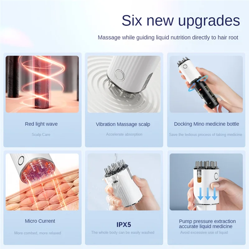 

Вибрационный аппликатор для масла для волос Most-3-в-1, массажер для кожи головы, красные фонари с аппликатором для хранения волос на 70 мл