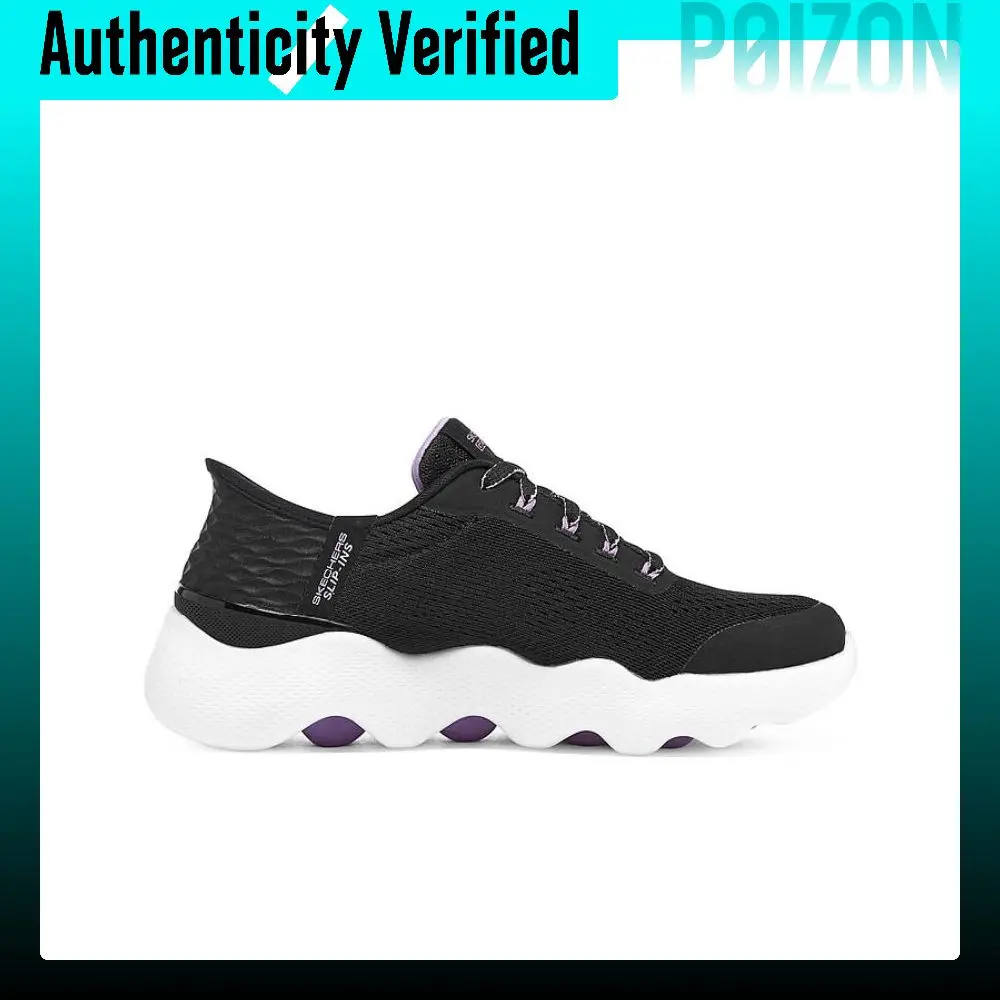 Skechers Go Walk Massage Fit Walking Shoes Women's Low-top Black/White/Purple 124916-BKLV view 3
