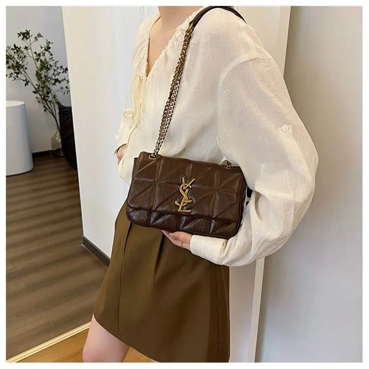 2025 Korean Style Quilted Bag, Soft Leather Crossbody Purse for Women, Chain Strap Shoulder Bag, Chic & Versatile