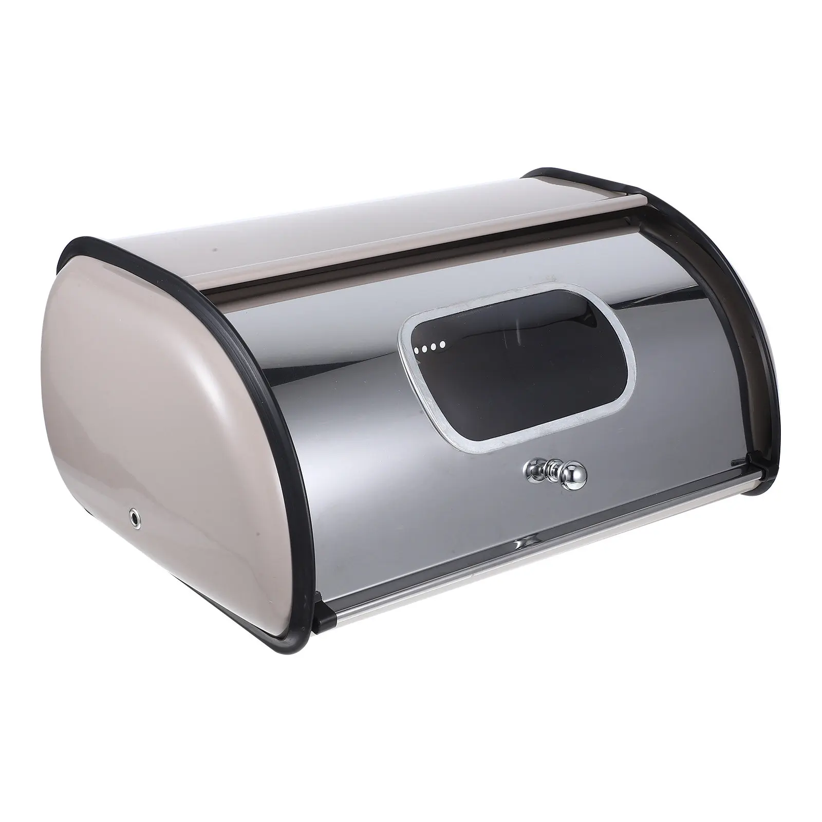 Stainless Steel Bread Box For Kitchen Counter Storage Christmas Kitchen Decor Spacious Drum Design Mirror