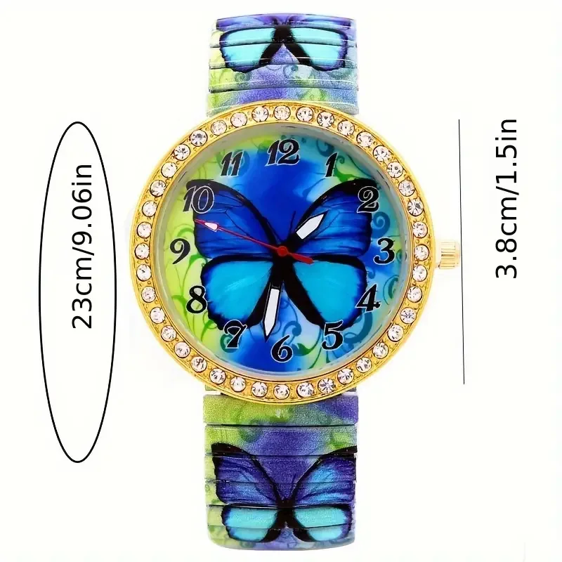 Nuovo orologio Symphony Butterfly Europa e Stati Uniti cinturino elastico di vendita caldo moda creativa tempestata di diamanti da donna q