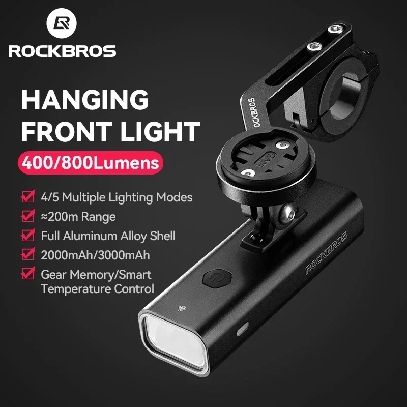 

ROCKBROS Bike Light 400/800LM Type-C Charging IPX6 MTB Road Cycling Highlight Aluminum Bike Hanging Light Bicycle Accessories