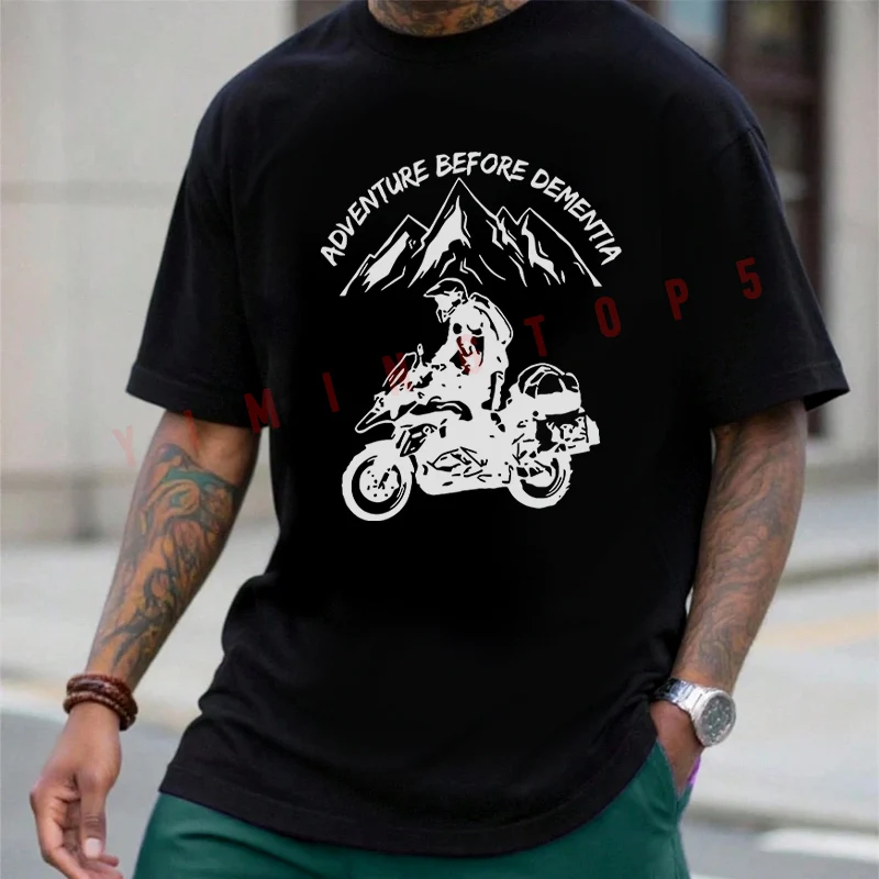 

Mountain Adventure Biker Moto Men's and Women's T-shirt Summer Cotton Short Sleeved Casual Basic O-Neck Breathable Unisex Tops