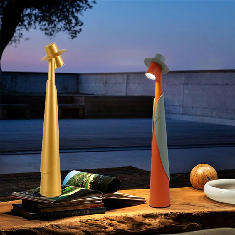Lámpara de mesa con luz nocturna, lámpara de ambiente, pie alto, sala de estar, restaurante, lámpara de mesa de carga portátil-[Qahk]