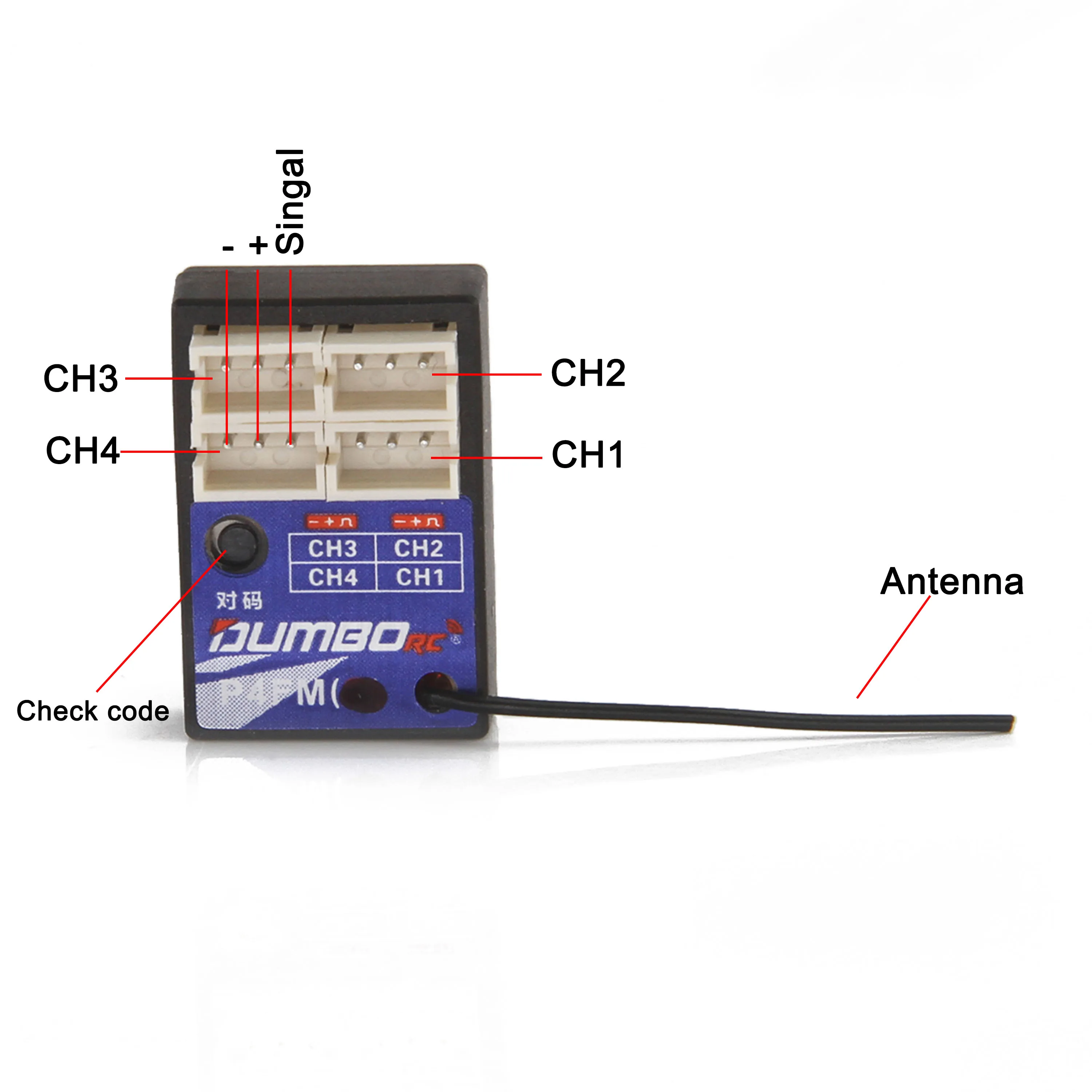 1/2PCS DUMBORC 4CH Gyro Mini Empfänger P4FM P4FMG PWM für X4 X6 X6PM-350 Sender Fernbedienung RC DIY Auto Boot Flugzeug