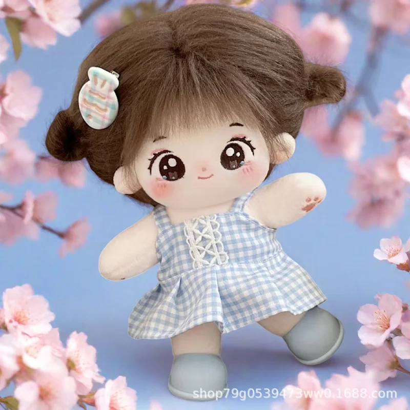 

Doll Clothes For 20cm Idol Dolls Plush Cotton Doll'S Accessories Plaid Skirt Set Dress Outfit For Korea Kpop Exo Dolls DIY Gift