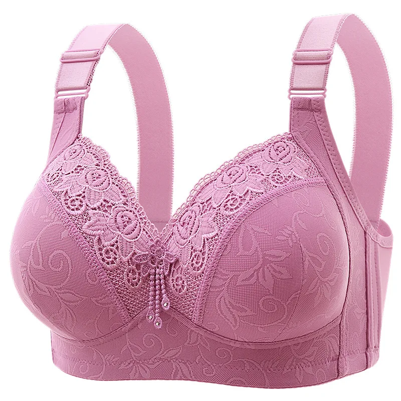 New Sexy Lace Flower Design Wireless Bras Plus Size Thin BC Cup Push Up Bra for Women Four Rows Buckle Active Bra Lady Underwear