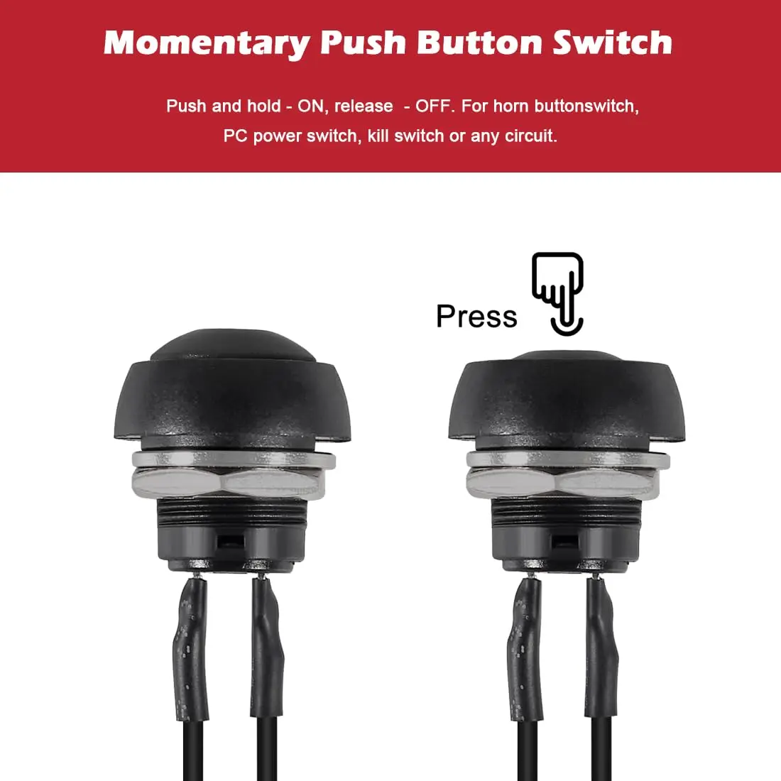 5 قطعة 12 مللي متر لحظة مفتاح بـزر دفع تشغيل/إيقاف مفتاح دائري صغير مقاوم للماء 3A 125 فولت التيار المتناوب لسيارة البحرية الدراجات النارية #3