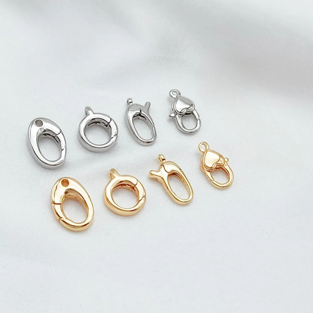 14K Gold-plated Lobster Clasp, Heart-shaped Round Spring Clasp, U-shaped Clasp, DIY Handmade Bracelet, Necklace Ending Clasp