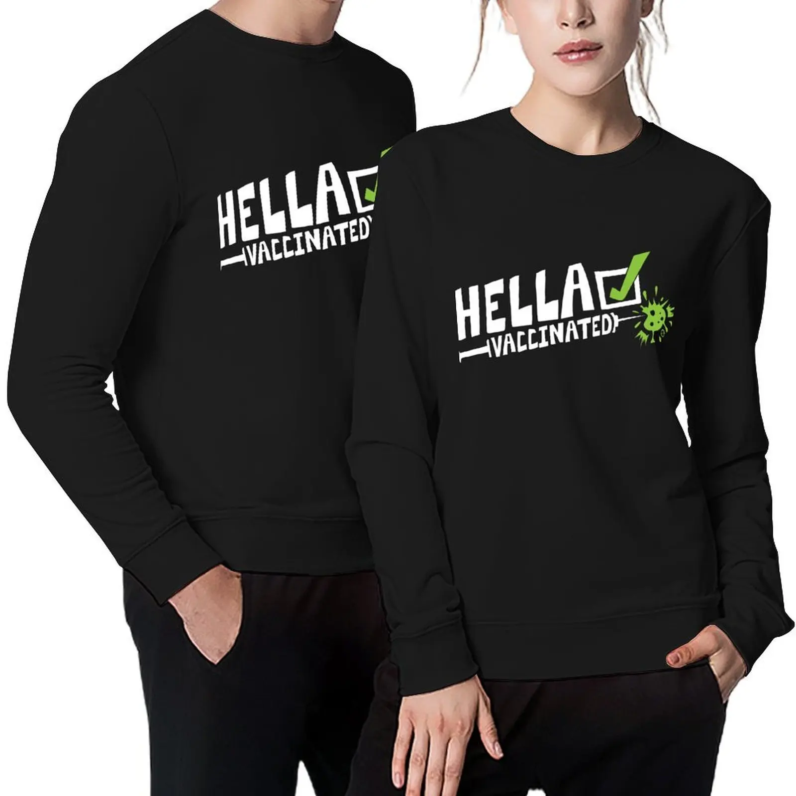 

HELLA VACCINATED Pullover men's coat men's winter sweater aesthetic clothing men clothing oversize sweatshirt