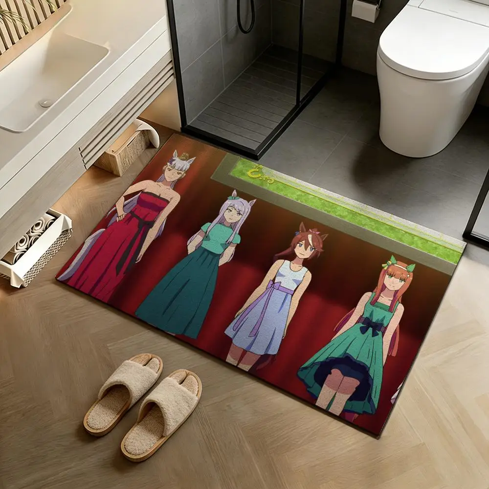Floor Mat Diatomite Bath Mat, Quick-Drying Non-Slip Absorbent Mat, Washable Home Floor Ma U-Uma Musume Pretty Derby