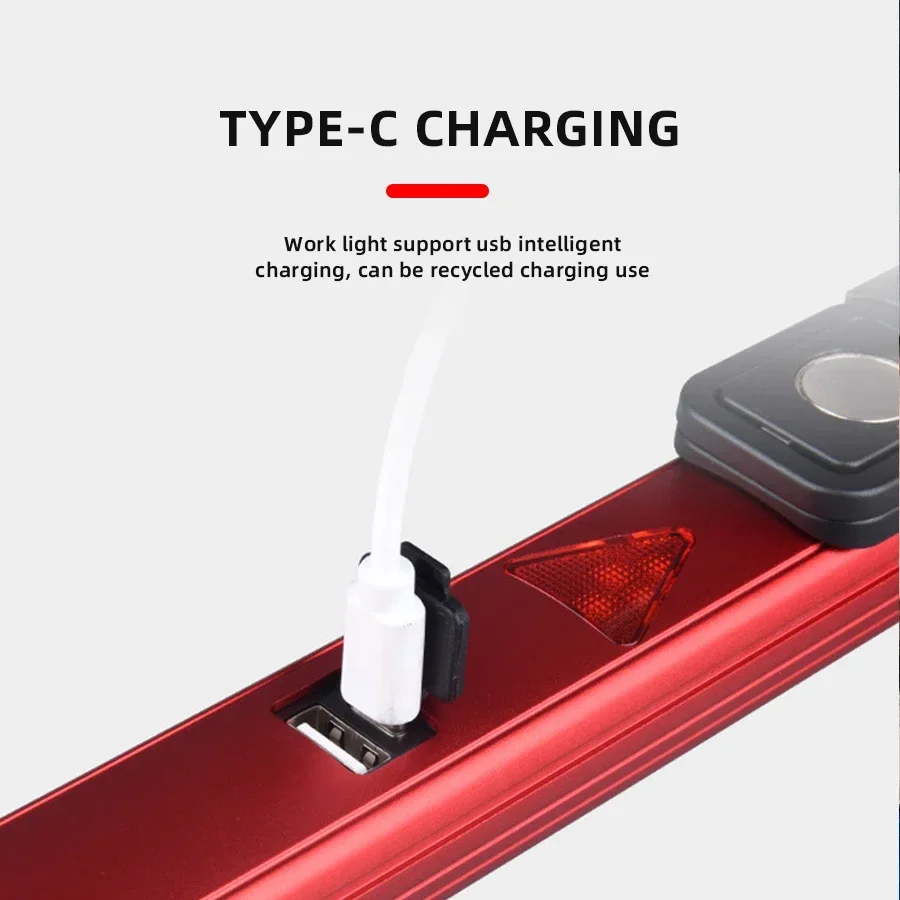 New LED Flashlight Type-C Rechargeable COB Work Light Magnetic Hanging Hook Power Bank Function Power Display Inspection Lantern