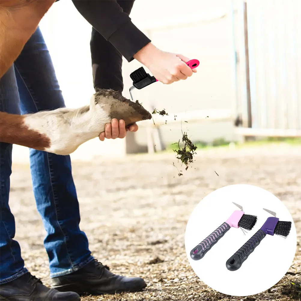 

Набор из 2 щеток для чистки копыт лошадей с жесткой щетиной, многофункциональные инструменты для ухода за подковами, удаления камней и очистки подошвы сапог