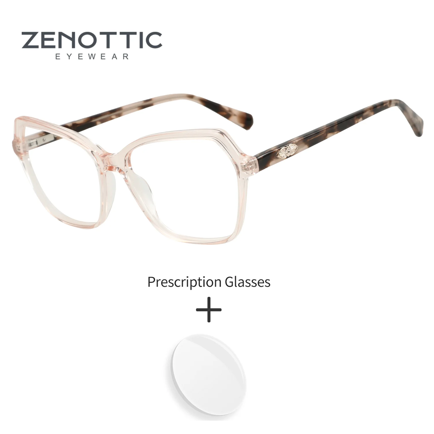 

ZENOTTIC (M Size) Woman Acetate Butterfly Graduated Prescription Myopia Photochromic Vision Correction Eyeglasses Multifocal
