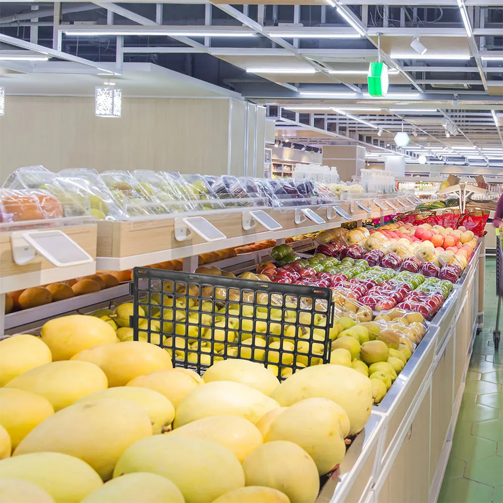 

2 Pcs Shelf Fruit Guardrail Chrome Front Wire Fence Food Divider Commodity and Vegetable Display Shelves Black