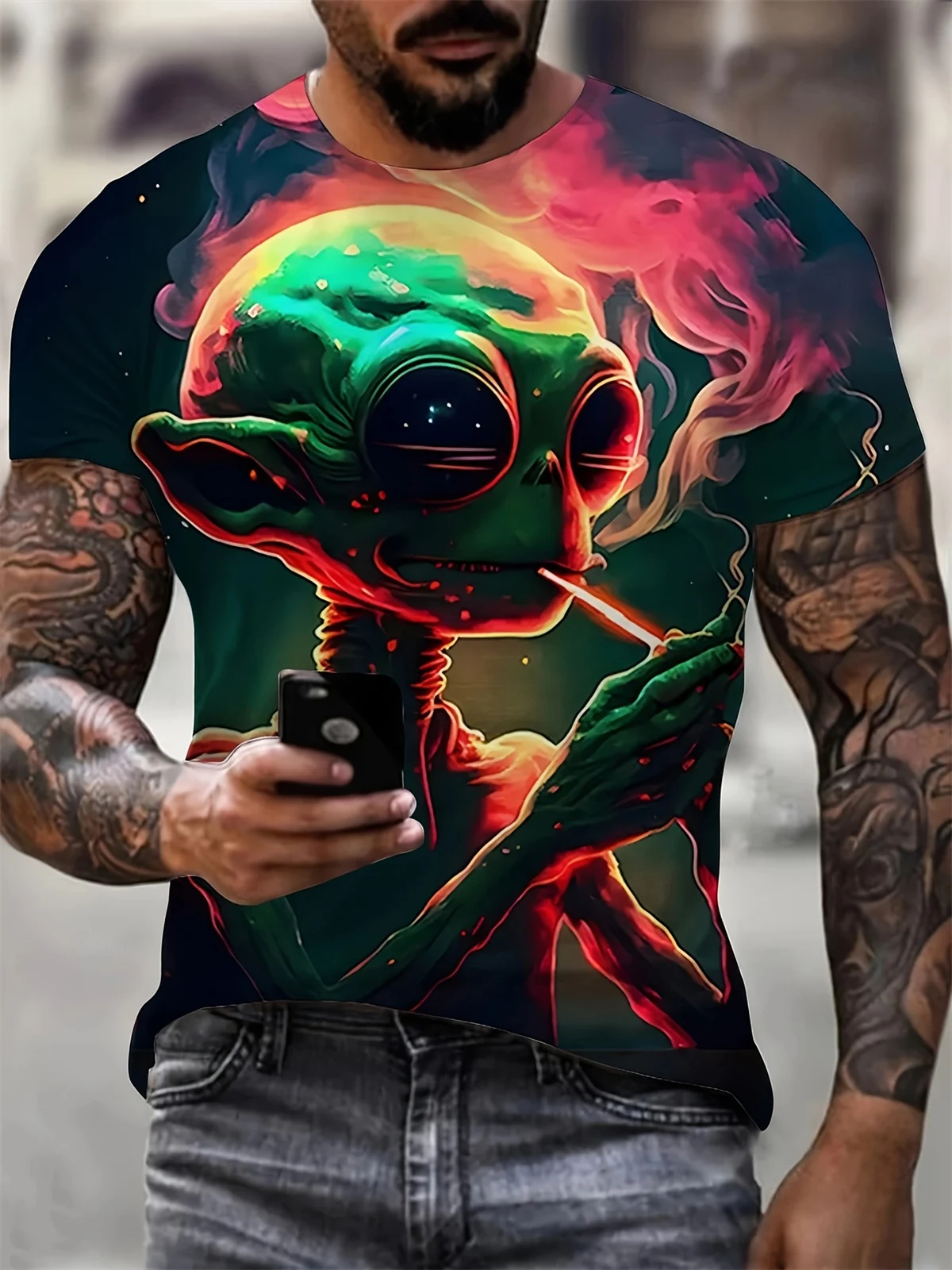 Funny Man T Shirt Animal 3D Graphic Print Oversized T-Shirt Loose Tops Short Sleeve T-Shirts Man Summer Round Neck Sweatshirt