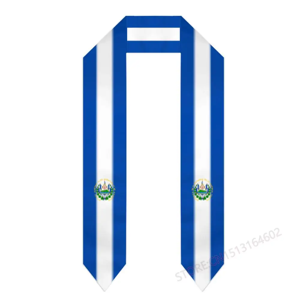 Custom Name Or Logo El Salvador Flag Scarf Graduation Stole Sash International Study Abroad Class of 2023 Shawl